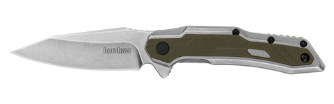 Kershaw 1369 Salvage Assisted Flipper Starter Series Stainless Handle w/ Olive GFN Overlays