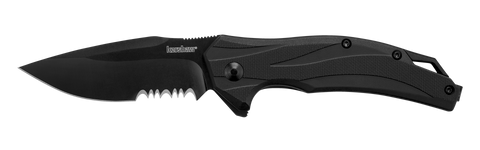 Kershaw 1645BLKST 1645 Lateral Assisted Opening Flipper Knife Black Drop Point Black GFN Handle