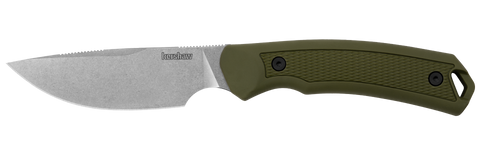 Kershaw 1883 Deschutes Skinner D2 Drop Point Stonewashed Fixed Blade Knife Olive Polypropylene Handle