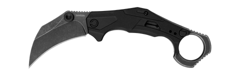 Kershaw 2064 Outlier Assisted Opening Flipper Knife Blackwashed Karambit  GFN Handle w/ Ring