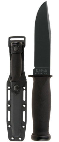 Ka-Bar Knife 2221 USN Mark I Black Fixed Blade Hard Sheath 1095 Steel USA