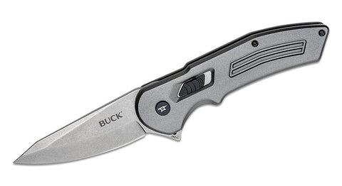 Buck 0262GYS 262 Hexam Assisted Knife Button Lock Gray Aluminum Pocket Clip
