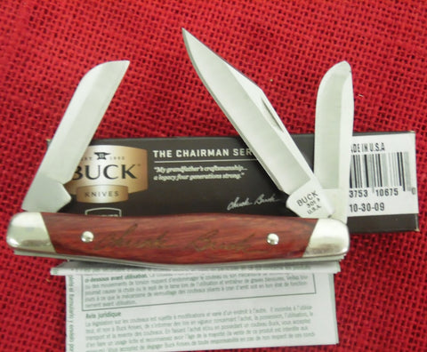 Buck 0301CWS 301 Stockman Chairman Series Knife Chuck Signature USA 2009 Cherrywood Dymondwood