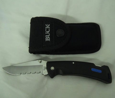 Buck 0450 450FX 450 Protege Flick-it Serrated Knife Lockback Nylon Sheath Thumbstud 2004 USA Made