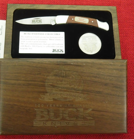 Buck 0501 501 Squire 100 Years Centennial Collectible Knife USA 2002 Two Piece Walnut Box Lot#501-8