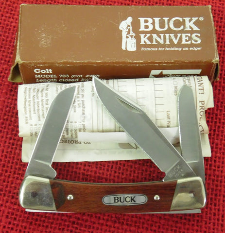Buck 0703 703 Colt Wood Handle Pocket Knife 3 Blade 420HC USA Made 1991 Lot#703-18