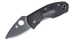 Spyderco C148SBBK Ambitious Value Folder Black Serrated Pocket Knife Lightweight FRN LinerLock