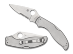 Spyderco C261PS UpTern Folding Combo Edge Pocket Knife Lock Back Stainless Handle