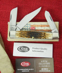 Case 00204 Large Stockman Amber Bone Pocket Knife USA Made 2022 Marked CV (NOT CS) 6375 CV
