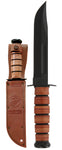 Ka-Bar Knife 1217 USMC Full Sized Plain Fixed Blade Leather Handle & Sheath 1095 Blade USA