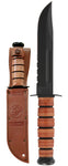 Ka-Bar Knife 1218 USMC Full Sized Serrated Fixed Blade Leather Handle & Sheath 1095 Blade USA