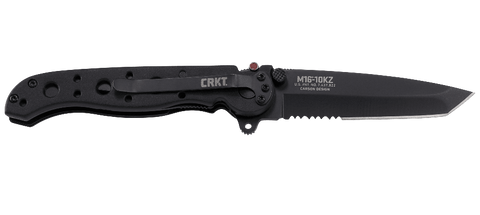 Columbia River CRKT M16-10KZ Kit Carson Flipper Knife Liner Lock Tanto Point GFN Handle Serrated