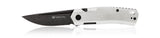 Steel Will F71-21 Fjord Flipper Knife White G10 Black Stonewashed D2 Pocket Clip Liner Lock