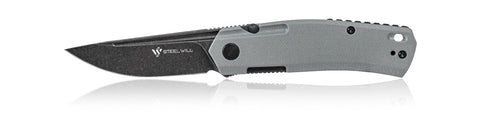 Steel Will F71-28 Fjord Flipper Knife Gray G10 Black Stonewashed D2 Pocket Clip Liner Lock
