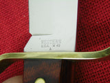 Western Knife W49 Bowie "A" Made 1977 USA Wood Handle Swivel Leather Sheath Excellent Cond